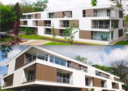 Trespa Pura NFC® souligne avec élégance les balcons d’une résidence senior